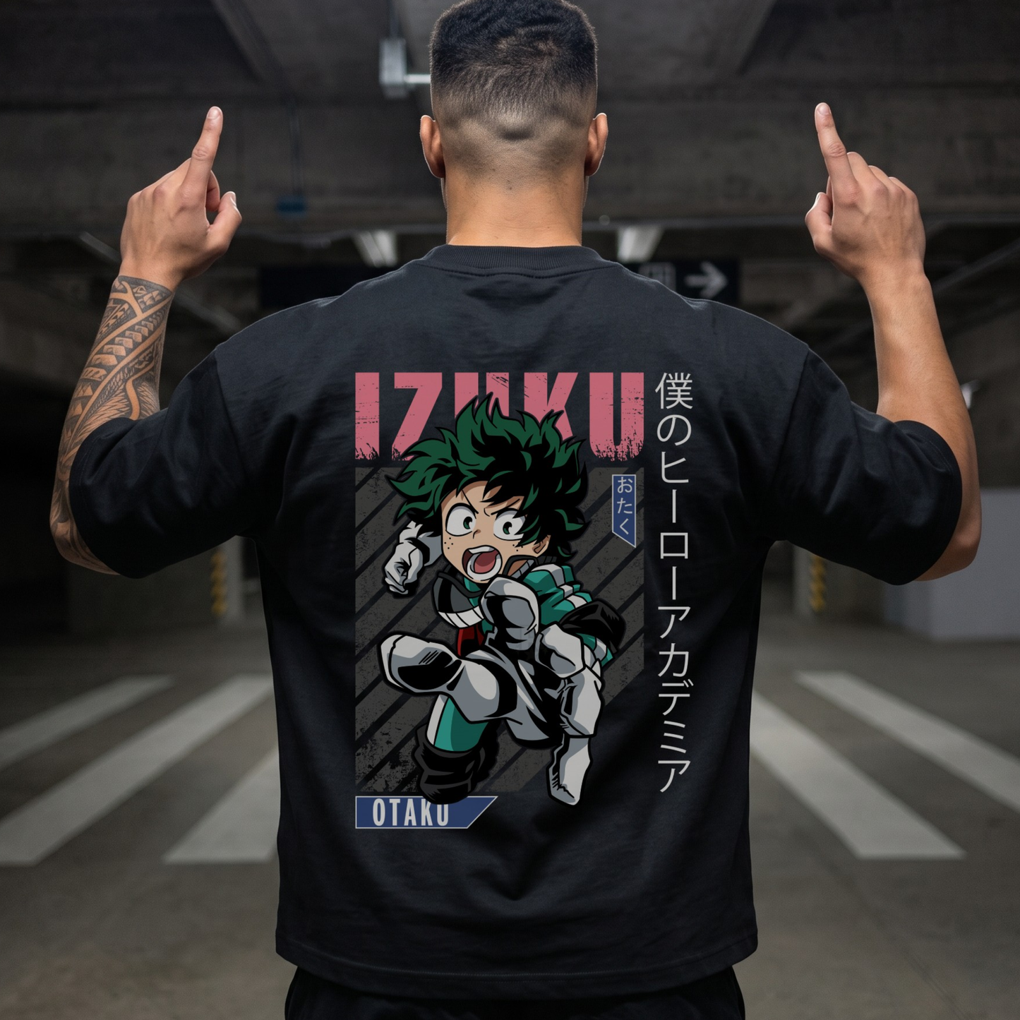Camiseta Unisex corte Oversized IZUKU, Algodón 254 GRSM